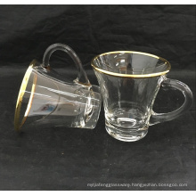 gold rim glassware shot wine glass with handles